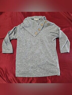 Parallel Skies Size S Half Sleeve Grey Sweater w Button Accents